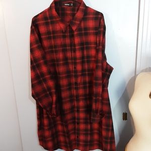 Boohoo red plaid shirt dress